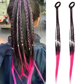 Braided Hair Extensions for Women Girls Braiding Hair Wig Ponytail Hair Extension with Rubber Band Beauty Hair Bands Twist Braid Rope Hair Accessories for Girls Cosplay Dress Up