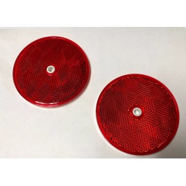 3.1875" Red Round Reflectors 5mm hole for mounting on driveway posts ect (2pack)