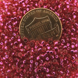 Miyuki Round Rocaille Seed Beads Size 11/0 24 Grams 5 Inch Tube Silver Lined Raspberry 11-1436