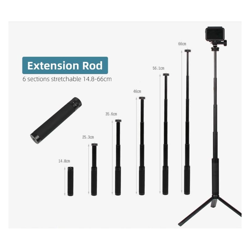 CamGo Sunnylife 6 Length Selfie Stick for GoPro Hero 13/12/11/10/9/8/7/6/5/4/3/MAX/Session
