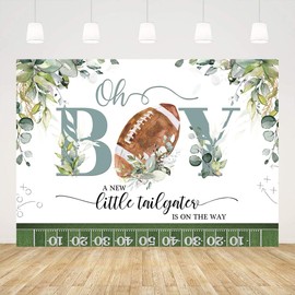 Ticuenicoa 7x5ft American Football Oh Boy Baby Shower Backdrop A New Little Tailgater is On The Way Green Leaves Photography Background for Newborn First Birthday Party Banner Photo Booth Props