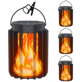 SHEDALED Solar Lantern Outdoor Lights 4 Pack, Upgraded Flickering Flame Solar Lanterns Lights Outdoor Waterproof, Hanging Lantern Decorative, Solar Powered Lanterns for Yard Patio Path Garden Decor