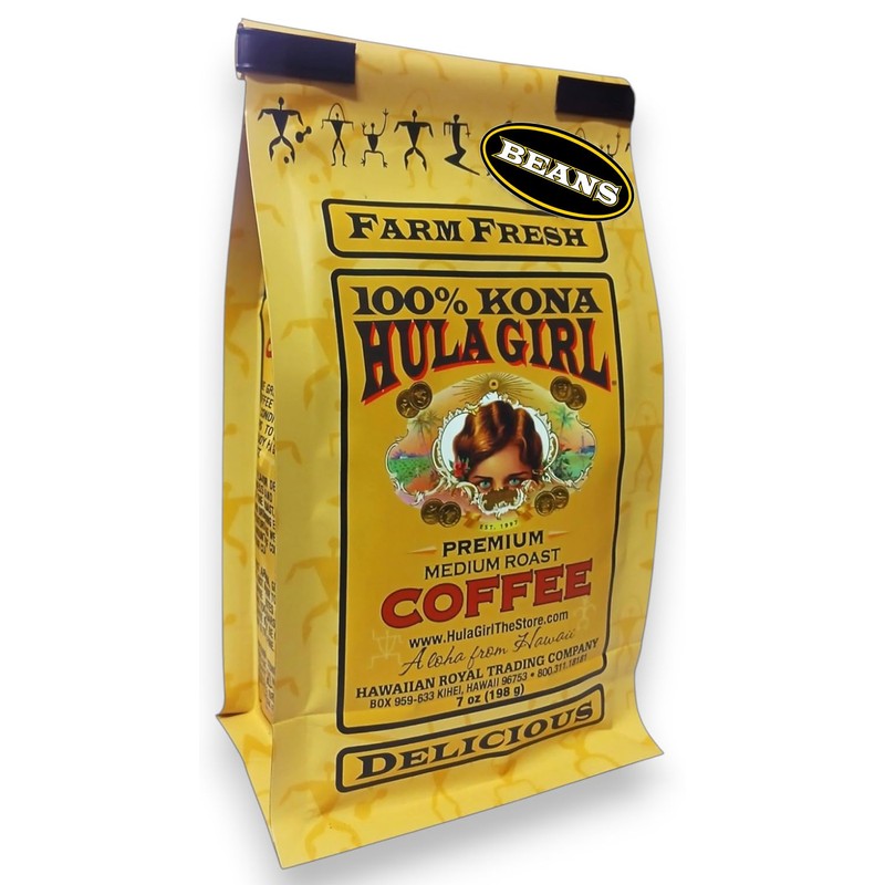 Hula Girl Kona Coffee, Grown in Hawaii, Hand Picked, Sun