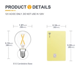 TOKCON 12V LED Light Bulbs - Soft Warm White 2700K 2W (Only for 12 Volt DC/AC)- 25W Equivalent Low Voltage E12 Candelabra Base Small Globe Bulb for RV, Camper - 6 Pack