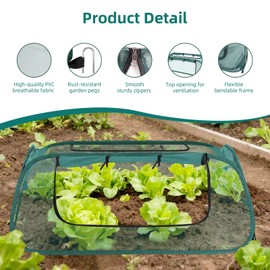 Pop Up Garden Rows Plants Cover, Raised Garden Beds Vegetable Rows Plant Protector, Raised Bed Cover, Crop Cage, Plant Guard, and Garden Mesh Netting Tent