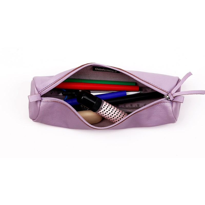 Clairefontaine - Ref 410149C - Coloured Leather Round Pencil Case