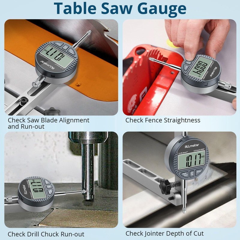 ALLmeter Digital Table Saw Gauge with Dial Indicator 0-1 Inch