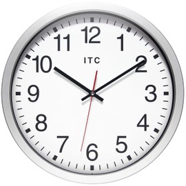 Infinity Instruments 14 Inch Obsidian Indoor Shatter Resistant Round Non-Ticking Silent Battery Operated Easy to Read Clock for Office, Classroom, School, Silver