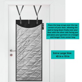 True & Tidy XL Over The Door Protective Clothes Steamer Pad, Ironing and Press Pad, Helps Protect Surfaces While Garment Steaming, with 3 Hanger Hooks