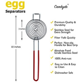 CAMKYDE Separador de Huevos de Acero Inoxidable Grado Alimenticio Herramienta de Separación de Clara y Yema de Huevo (Rojo)