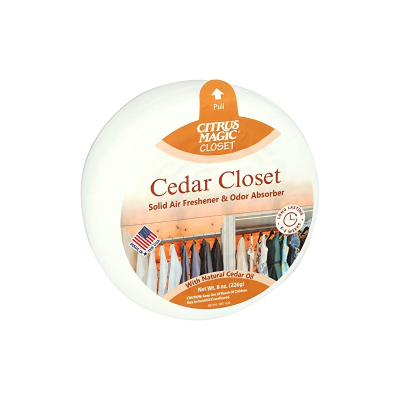 Citrus Magic Ambientador sólido absorbente de olores para armarios, cedro,