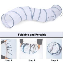 Deofun Cat Tunnel Tube Toys，Tunnels for Indoor Cats, S-Shape White Collapsible Interactive Toy with Balls for Rabbits, Kittens, Ferrets, Puppy