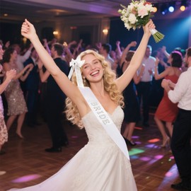 Bride Embroidered White Hair Bow, Bachelorette Party Hairpiece, Bride Veil Bridal Shower Accessory, Bridesmaid Gift, Wedding Headband, Engagement Accessory