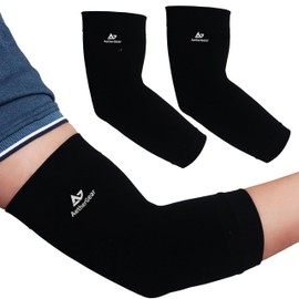 AetherGear Elbow Sleeve 2 Pack Premium & Soft - Lite, Unrestrictive Fit | Breathable and Comfort Arm Sleeves for Elbow Stability, Sports, Workout, Tennis Elbow, Golfers Elbow, Men & Women (One Size)