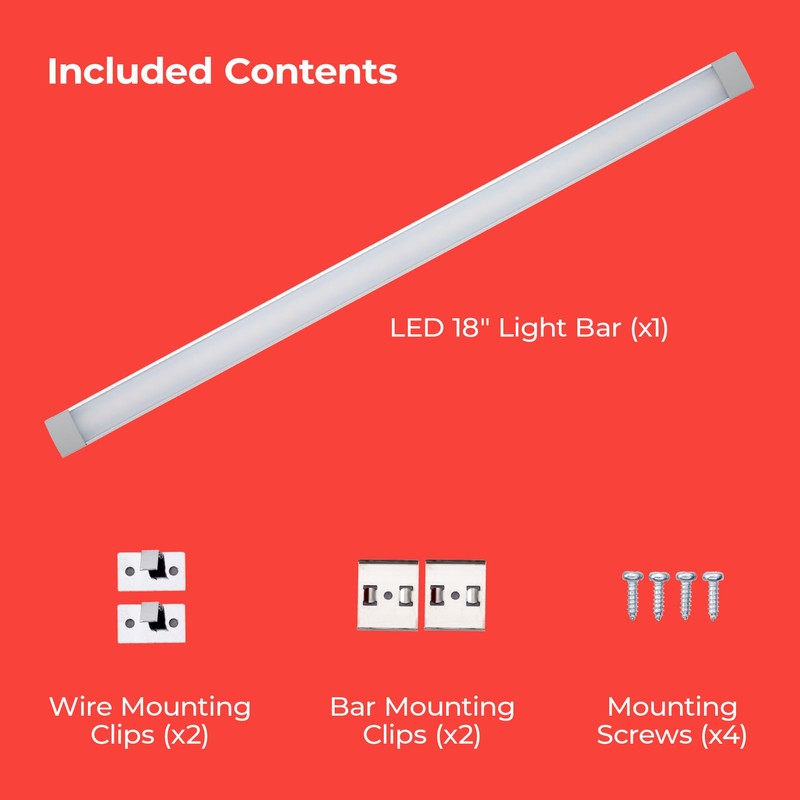 PureOptics LED Professional Push Wire® Under Cabinet Light Bar, Add-on,
