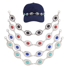 Hobbspring 4Pcs DIY Hat Chains 4 Colors Fashionable Turquoise Trucker Hat Accessories 11.22 inch Western Cowboy Detachable Baseball Cap Chains for Mesh Baseball Cap Brim Hat Charms Decor