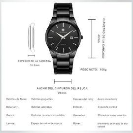 WWOOR Relojes para Hombre Analógicos de Cuarzo de con Correa Acero a Prueba de Agua Relojes Hombre