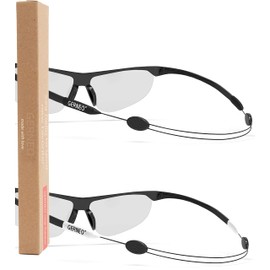 GERNEO® - Secure Hold - Adjustable Sports Glasses Strap - Glasses Strap & Glasses Cord for Sports Waterproof Glasses Strap Men & Women - Reliable Hold - Glasses Strap Children, 1 x black, 1 x white