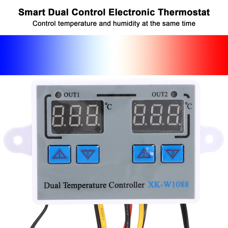 Dual Display Temperature Humidity Controller Heating Cooling Thermostat Switch NTC
