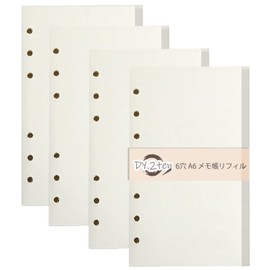 Diary Refill, Bible Size, A6, Plain [Set of 4] DY.2ten 180 Sheets, 6 Holes, System Notebook, Notepad, Refill, 6 Holes, Refill, Contents A6