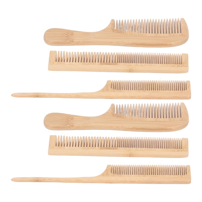 6pcs Bamboo Hair Comb Set for Barber Anti Static Heat