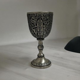 Morcomart Elegant Brass Wine Chalice Goblet - Handcrafted Vintage-Style Drinking Cup for Wine, Mead, and Beverages - 8oz Capacity