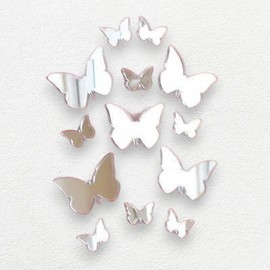 Butterfly Shaped Acrylic Mirrors Packs Of 12 - Six 6x3cm & Six 4x2.5cm