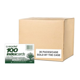 Roaring Spring Recycled Index Cards 4"x6", Case of 36 Packs of 100 Each, Smooth 100# White Recycled Index Paper, Ruled on Front, Blank on Back