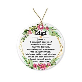 WolfeDesignPDD Gigi Noun Ornament - Christmas Ornament for Gigi - Mother's Day Ornament - Gigi Gifts - Gigi Definition - Keepsake Printed on Both Sides, White