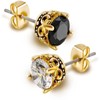 KZZENKI Crown Gold Earrings for Men Black and Gold Stud
