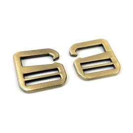 VersaKits 10 Pcs Heavy Duty Metal G Hooks Flat Tri-glide Hook Sildes Adjustable Fastener Belt Buckle for Strap Webbing, Brass, 3/4''