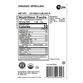 Yupik Spirulina Orgánica 250g Vegana Y Sin Gluten                                                                                                     
