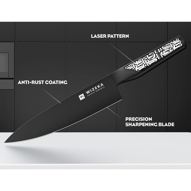 WIZEKA Chef Knife: 8 Inch: Extreme Sharp Kitchen Knife: Full