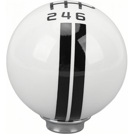AMAKO Shelby GT500 Style Shift Knob, with 3 Adapters, Comfortable Grip for 6 Speed Shift Lever, Round Ball Knob, Compatible with Various Vehicles Including Ford Mustang 1967 to 2018 (White Black)