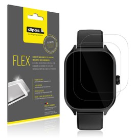 dipos FLEX 2 x Protective Film Clear Suitable for Smooce Children's Smartwatch 01, 100% Display Cover, Anti-Shock, Fingerprint Compatible, Case-Friendly, Full Cover Screen Protector Film
