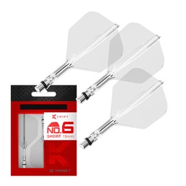 Target Darts K-Shift No.6 Integrated Flights & Shafts | K Shift No.6 Flight & Shaft System, Clear – K-Flex Short Shift Spin Base, Professional Dart Accessories