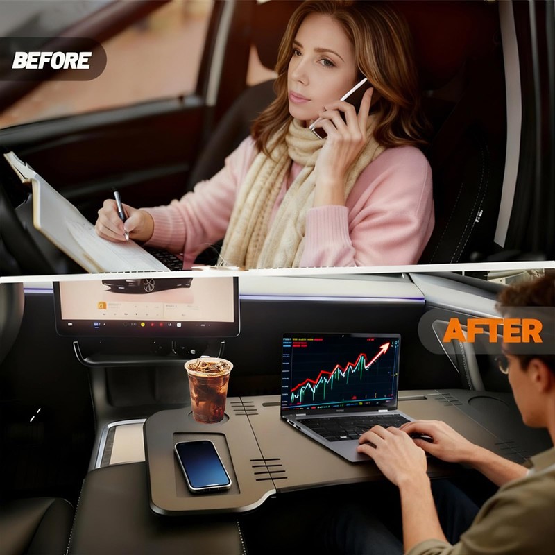 Foldable Car Table,Steering Wheel Desk for Laptop/Meal Tray Travel, 2-in-1