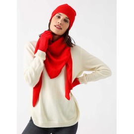 Zwillingsherz 100% Cashmere Triangular Scarf Stole Scarf for Women Girls Women – High-Quality Cashmere Neckerchief Plain Design – Shawl – Warm Soft Cuddly – Women's Scarf for Spring Autumn Winter, red