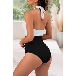 B2prity Women's Slimming One Piece Swimsuits Tummy Control Bathing Suit Halter Swimwear for Big Busted Curvy Woman