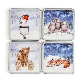 Wrendale Winter Skies Coasters S/4, 10.5cm x 10.5cm