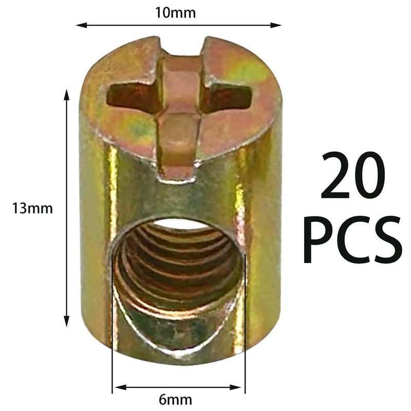 20 PCS M6 Barrel Nuts for Furniture Connection
