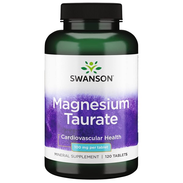 Swanson Magnesium Taurate - Mineral Supplement- Natural Magnesium & Taurine Formula (120 Tablets, 100mg Each)