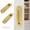 Deyixinup 2 PCS Side Hole Flush Pull Golden Oval Embedded