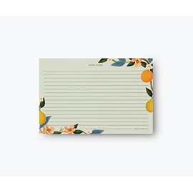 RIFLE PAPER CO. Pack of 12 Citrus Grove Recipe Cards - Set of 12 Natural White Lined Double-Sided Cards, Color Printed, Metallic Gold Foil Stamped, 4" L x 6" W, Jot Down Ingredients and Instructions