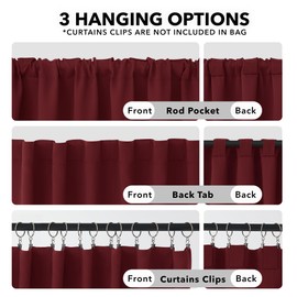 Deconovo Blackout Curtains for Kitchen Window Back Tab and Rod Pocket Curtains Christmas Curtains Room Darkening Curtains 52Wx45L Inch Burgundy Red 2 Panels