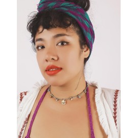 MINACHI Vintage Style Turquoise-Toned Necklace with Stainless Steel Charms and Blue Rope Chains for Women