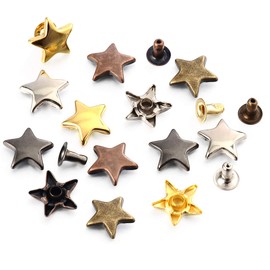 100 Sets 12MM Mixed Color Star Rivets for Leather Star Rivet Studs Kit Garment Rivets Leather Rivets Studs and Spikes for Leather Craft Clothing Bags Belts Dog Collar Shoes DIY Rivets 15/32 Inch