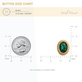 Craftisum 20 pcs Green Oval Rhinestone Metal Shank Sewing Coat Buttons - 21mm - 27/32"