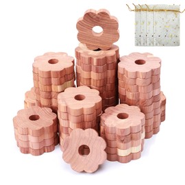 Homode Cedar Rings for Clothes Storage, 48 Pcs Cedar Blocks Cedar Chips for Closets and Drawers, Scented Flowers Cedar Wood for Closets Closet Freshener