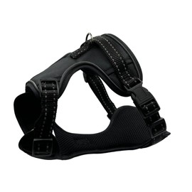 Dog Harness Medium, Large No Pull Vest Harness Adjustable Soft Padded Dog Harness Reflective No-Choke with Easy Control Handle for Training or Walking (BLACK, EXTRA LARGE)